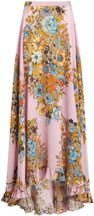 Etro floral-print silk maxi skirt - women - Silk - 40 - Pink