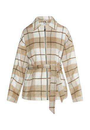 Dreimaster Dreimaster Overgangsjack met ruitpatroon Dames Ruitje beige wolwit