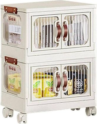 Trade Shop Trade Shop - Scatola Portaoggetti Contenitori Salva Spazio Due Strati Ruote E Coperchio Casa