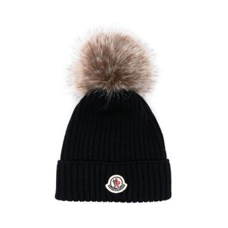 Moncler Fur Bobble Hat - unisex - Moncler - Accessories - Blue - M - Accessories