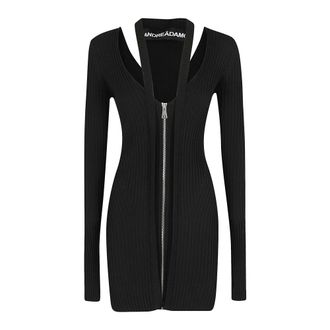 ADĀMO Andrea Adamo Kleedjes, Dames, Zwart, S, Zip Knit Sweater