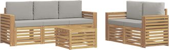 vidaXL Conjunto De Sof&aacute;s De Exterior 6 Uds. Blanco Y Gris Claro Vidaxl