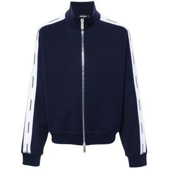 Dsquared2 Mens Logo Tape Navy Blue Track Jacket Cotton - Size X-Large