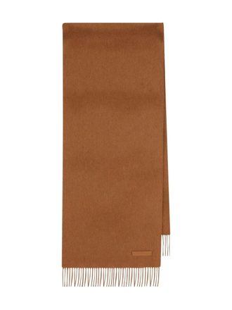 Ermenegildo Zegna Sciarpa con frange e logo - Marrone