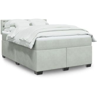 vidaXL Vidaxl - Cama Box Spring Con Colch&oacute;n Terciopelo Gris Claro 160x200 Cm