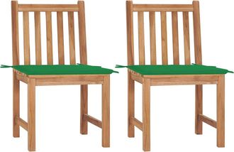 vidaXL Sillas De Jard&iacute;n 2 Unidades Madera Maciza De Teca Con Cojines Vidaxl
