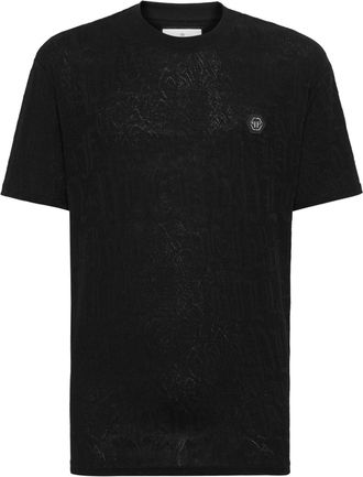 Philipp Plein monogram-pattern cotton T-shirt - men - Cotton - XXXXL - Black