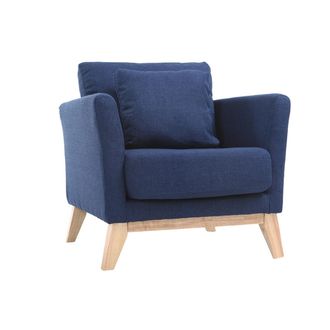 Miliboo Miliboo - Sill&oacute;n N&oacute;rdico Azul Oscuro Patas Madera Clara Oslo