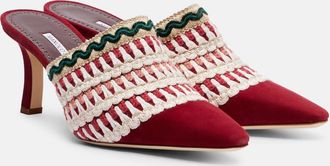 Manolo Blahnik Alo 70 embroidered suede mules