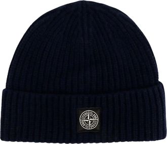 Stone Island Circular Logo Folded Cuff Ribbed Beanie