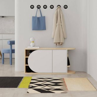 Dmora Zapatero Kyle, Mueble Para 8 Pares, 2 Estantes, 2 Puertas, 104x37x50h Cm Roble Marr&oacute;n