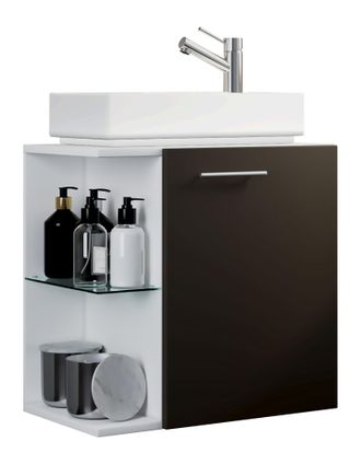 ebuy24 Ebuy24 - Set Vcm De 2 Piezas Lavadero Para Invitados Wc Ba&ntilde;o De Invitados Wc De Lavabo Set De Ba&ntilde;o - Casa (blanco / Antracita)