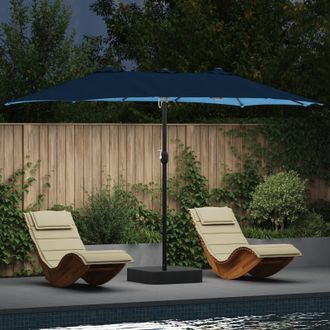 Berkfield Home Garden Parasol Folding Blue 385 x 209 x 244 cm Fabric