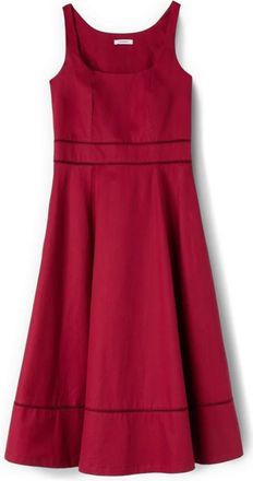Motivi Jurk met Flare in Poplin met Ajour&eacute; - Dames - Casual kleedjes - Rood - M - Katoen - Kleedjes