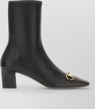Gucci mid calf boots block heel hardware