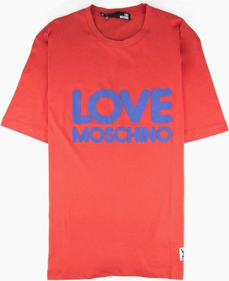 Love Moschino Mens Love Moschino Printed Logo T Shirt Red - Size: 42