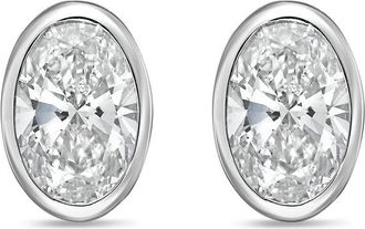 Diana M. Jewels 14Kt White Gold 10.00 cts Lab Grown Oval Diamond Bezel Studs