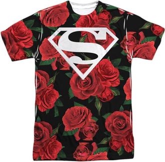 Gildan Superman Super Floral Short Sleeve Adult Poly Crew Tee / T-Shirt