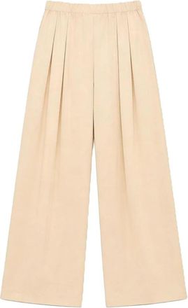 Marc Ellis Linaria Plus Wijde Broek - Dames - Wijde Broeken - Beige - XL - Linnen - Broeken