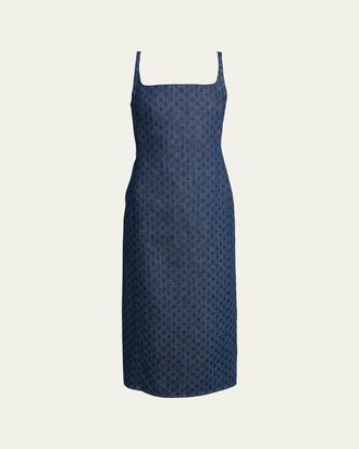 Dries Van Noten Debano Printed Denim Sleeveless Midi Dress