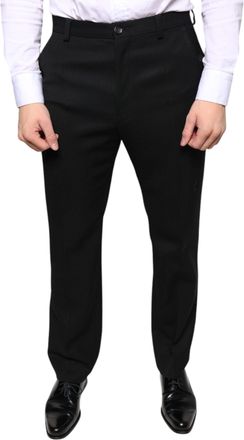 Dolce & Gabbana Mens Classic Fit Trousers Solid Black Wool - Size EU 48 (Mens)