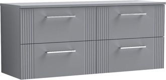 Nuie Nuie - Deco Satin Grey 1200mm Wall Hung 4 Drawer Vanity Unit with Worktop - DPF293W2