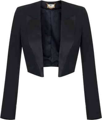 Elisabetta Franchi Giacca smoking in gabardina - - Jackets - Donna - Nero - L