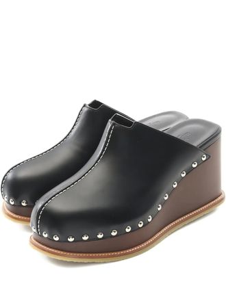 Hermès 90mm Earth stud-detail mules - women - Rubber/Leather/Fabric - 36 - Black