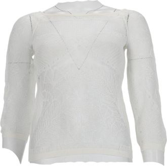 Alberta Ferretti Viscose Net Knit Top With Floral Patterns And Puff Sleeves