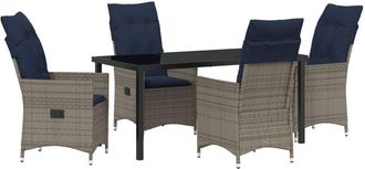 vidaXL Garden Dining Set 5 pcs Grey Poly Rattan Vidaxl