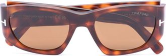 Tom Ford Eyewear leopard-print acetate sunglasses - men - Acetate - 53 - Brown