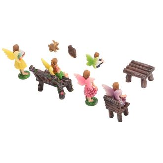 OEM Conjunto De 10 Estatuillas Vintage De Resina Para Jard&iacute;n De Hadas Con Flores Y Conejos