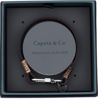 Caputo & Co. Mens Embossed Multistripe Leather Bracelet in Cognac at Nordstrom Rack