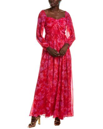 Monique Lhuillier Emery Chiffon Maxi Dress