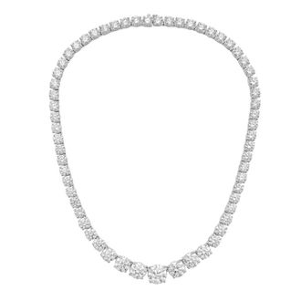 Diana M. Jewels 14kt White Gold 10cts lab grown Round diamond 4 Prong Graduated tennis necklace