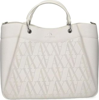 A|X Armani Exchange Borsa tote con monogramma - Bianco