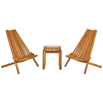 Beliani Conjunto De Balc&oacute;n Mesa Y Sillas Plegables Jard&iacute;n De Madera De Acacia Clara Bellano