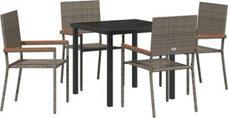 vidaXL Garden Dining Set 5 pcs Grey Poly rattan Vidaxl