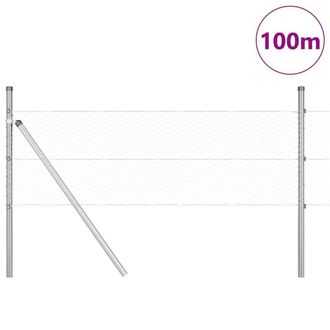 Berkfield Home Hexagon Fence 0.4x100 m Galvanised Steel in Silver