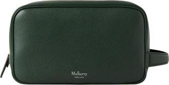 Mulberry Small Classic Grain toilettas - Heren - Tassen - Groen - Maat: ONE Size Leer