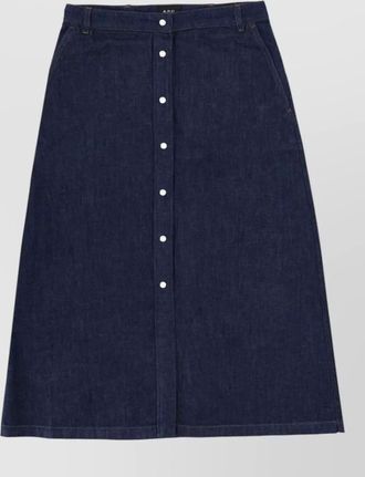A.P.C. denim skirt buttons belt loops detail