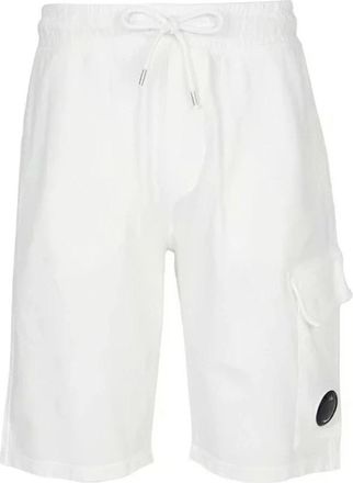 C.P. Company Light Fleece Cargo Lens Sweatshorts - Heren - Korte Broeken - Wit - M - Katoen - Korte Broeken