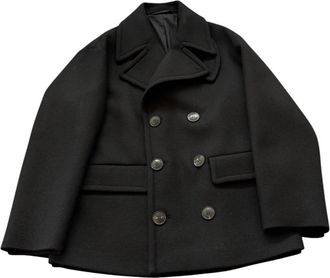 Douuod Picot Double-Breasted Coat - Dames - Mantel - Zwart - XS - Jassen
