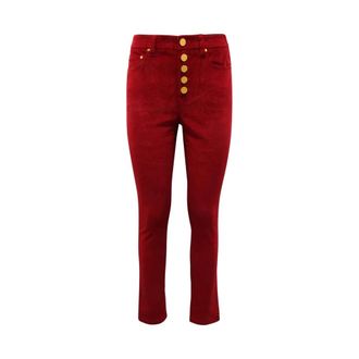 Michael Kors Slim-fit Trousers, female, Red, Size: 3XS Velvet Trousers