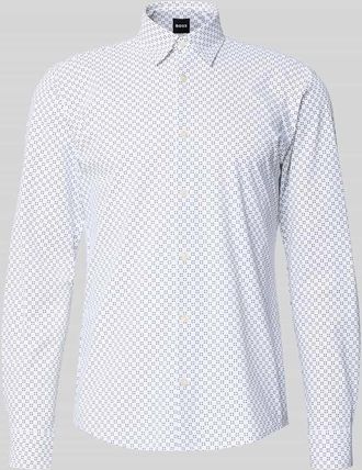 HUGO BOSS Slim Fit Freizeithemd mit Allover-Muster Modell P-ROAN-K-F-261 in Weiss, Größe XXXL
