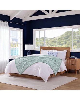 Tommy Hilfiger Modern Check/Solid Bonded Reversible Plush Throw