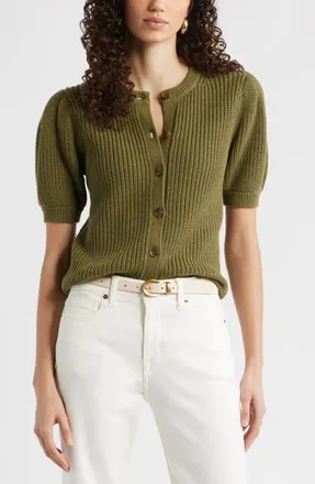 Nordstrom Elbow Sleeve Cardigan in Olive Capulet at Nordstrom, Size Xx-Large