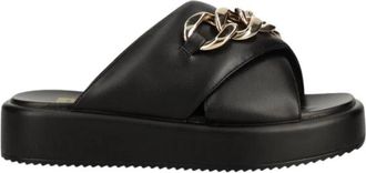 Buffalo Mia Cross Chain - Dames - Sandalen - Zwart - 37 EU - Leer - Schoenen