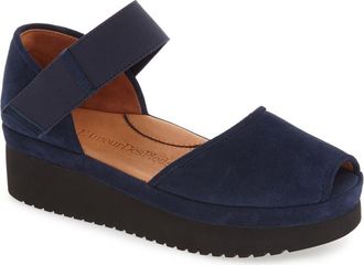 L'Amour Des Pieds Amadour Platform Sandal in Navy/Black Suede Leather at Nordstrom, Size 6.5