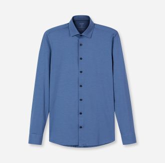Olymp Businesshemd OLYMP Level Five body fit Jerseyshirt, Herren, Gr. 37, N-Gr, blau (n&uuml;rnbergerblau), Web, Obermaterial: 92% Baumwolle, 8% Elasthan, schmal